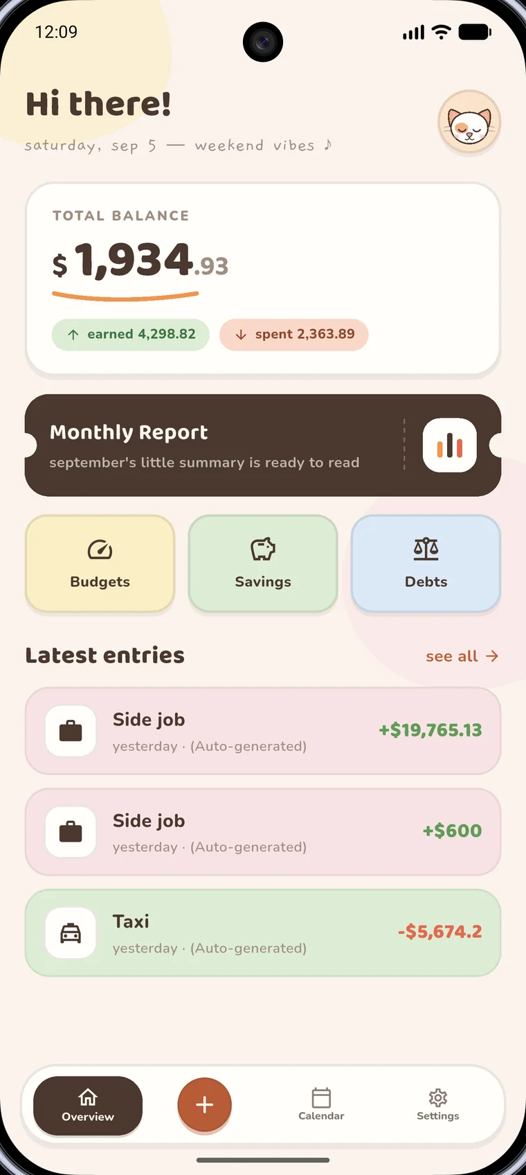 Overview screen